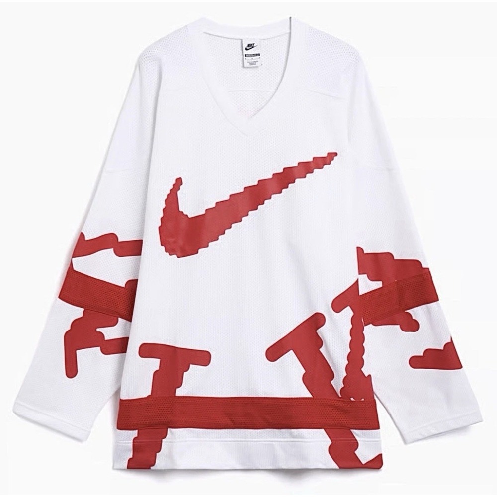 NIKE SPORTSWEAR CLUB HOCKEY‎ JERSEY Mens Size XL Oversized WHITE RED HV1137-100